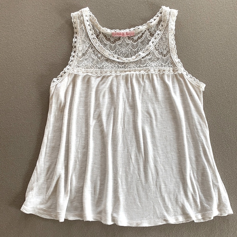 Robins Nest Maternity Lace Tank Top Cream Shirt